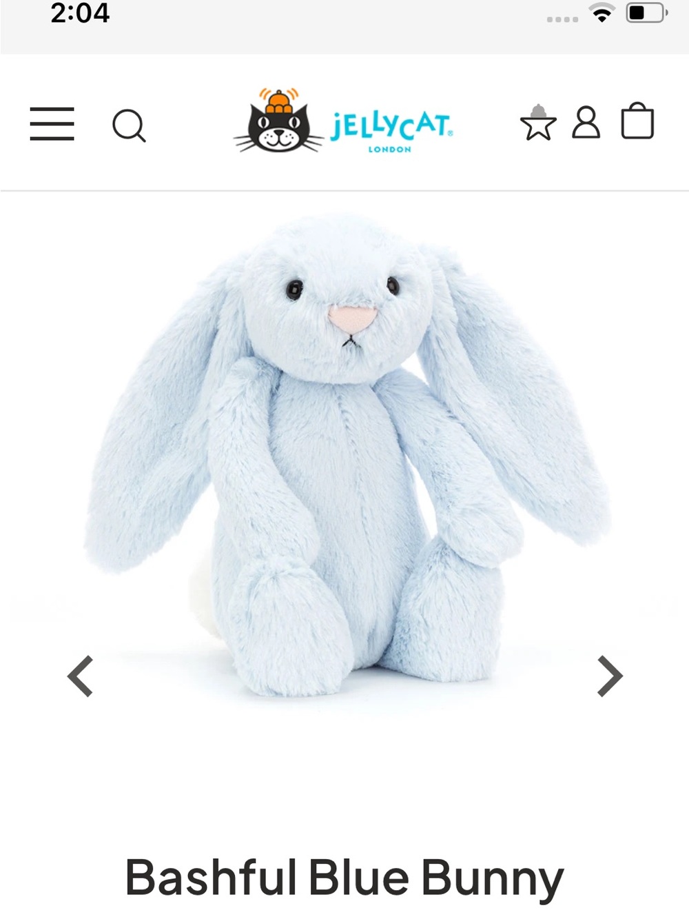 Jellycat Pale Blue Bashful Bunny Soft Toy